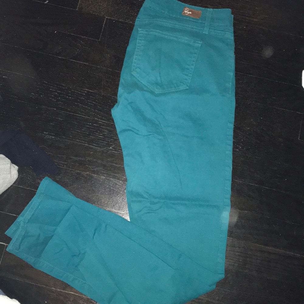 Turquoise Paige denim jeans EUC